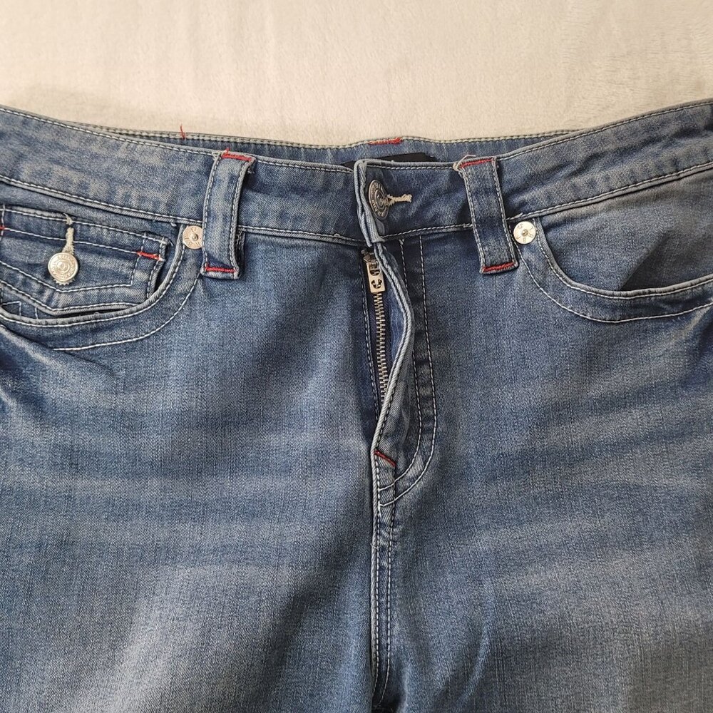 True Religion Billie Women's Mid Rise Straight Leg Blue Jeans Size 31x32 - Picture 5 of 12